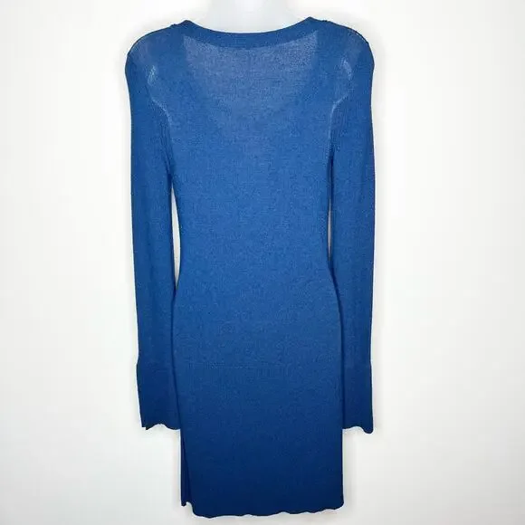 FREE PEOPLE navy criss cross lightweight long line tunic sweater size xs - Picture 2 of 5